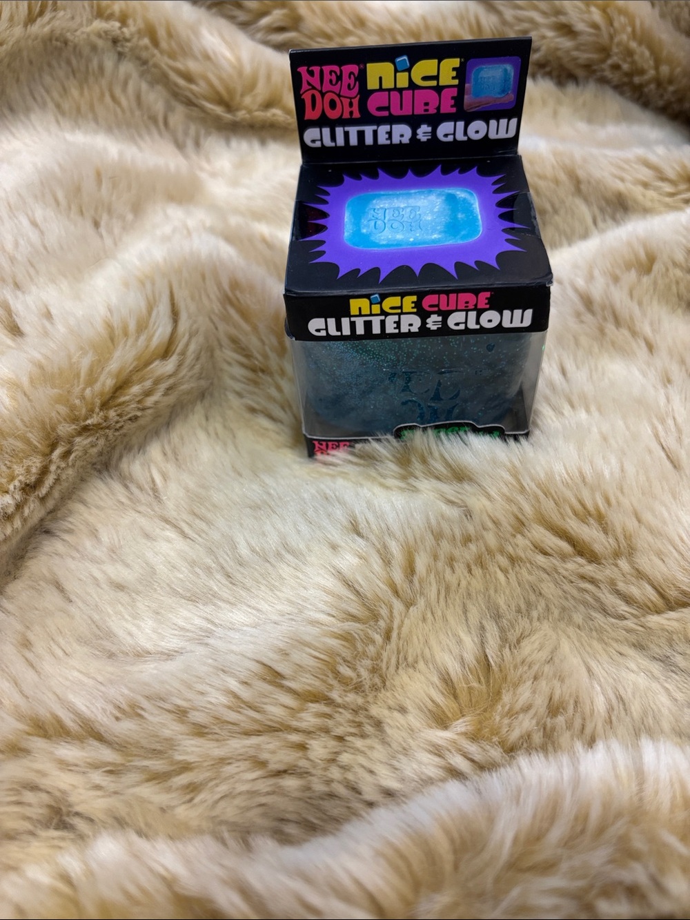 Nee Doh Nice Cube Glitter & Glow Stress Toy - Blue